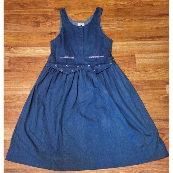 Vintage Susan Bristol Size 12 Denim Embroidered Dress Modest - Picture 3 of 11